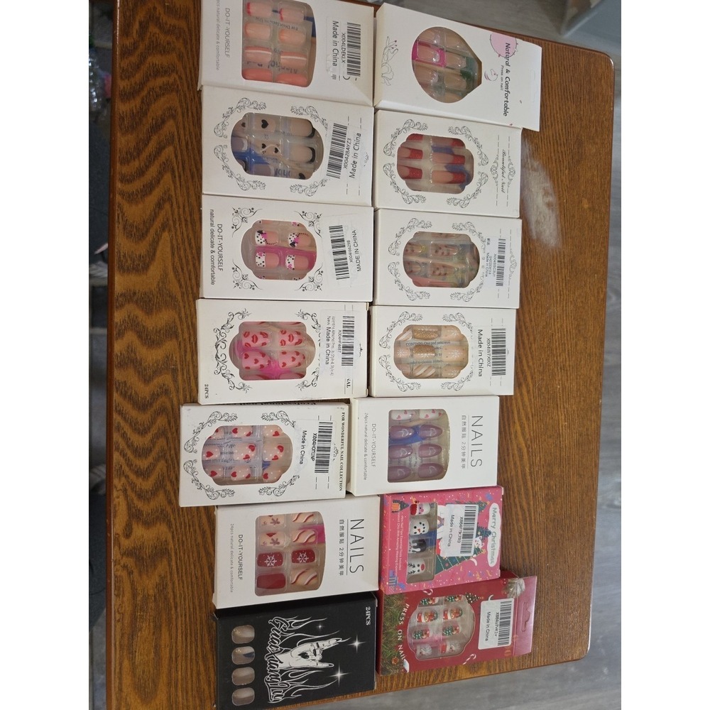 14 Pair Bundle Press On Nails, ‎ with Nail Art, New/Unopened